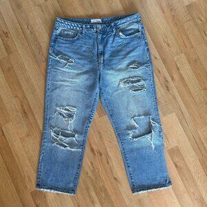 Vervet High Rise Distressed Crop Straight Jeans - Sz 32